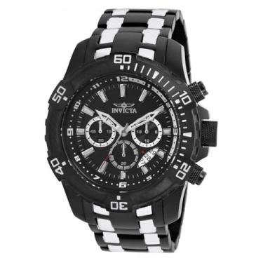Imagem de Invicta Relógio masculino de quartzo com pulseira de aço inoxidável, preto, 22 (modelo: 26400)