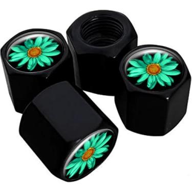 Imagem de Tampas de haste de válvula de pneu de metal, pacote com 4, tampas de haste de roda de carro, tampas de válvula de ar universais de alumínio para carros, caminhões, SUVs, bicicletas, motocicletas