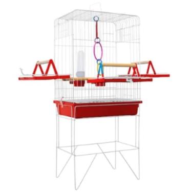 Imagem de VIVEIRO GAIOLA CALOPSITA PASSÁROS AVES TRIPLEX(SLIM BRANCO/VERMELHO)