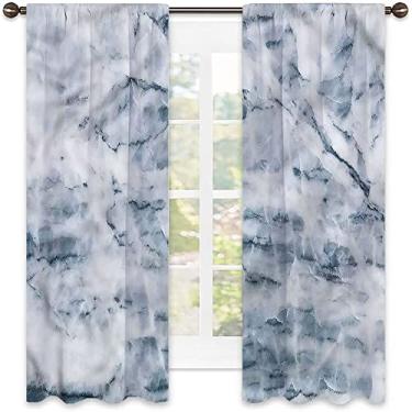 Imagem de Cortinas blecaute de mármore – Cortinas de quarto e sala de estar com isolamento térmico, economia de energia e redução de ruído, L 132 x C 182 cm
