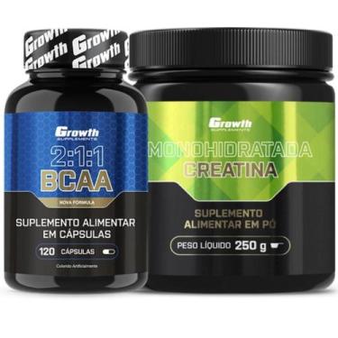 Imagem de Bcaa 120 Caps + Creatina Pura 250g Monohidratada Growth