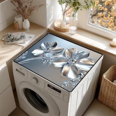 Imagem de AOHMPT Tapete antiderrapante para lavadora e secadora – Almofada protetora à prova de poeira com vários designs de padrões para decoração de lavanderia e cozinha, universal 60 x 50 cm