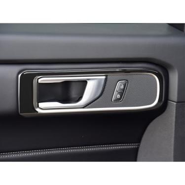 Imagem de nuoozy Acabamento da tampa da moldura da maçaneta da porta interna compatível com Ford Explorer 2020 2021 2022 2023 2024 Acessórios interiores Pinao Black (4 peças)