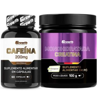 Imagem de Cafeina Pura 200mg 60 Caps + Creatina 100g Creapure Growth