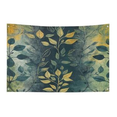 Imagem de Bandeira com quatro furos, bandeiras para todos os climas, folhas verdes claras, faixa decorativa impressa, bandeiras de poliéster, adequadas para uso interno e externo 89 x 159 cm