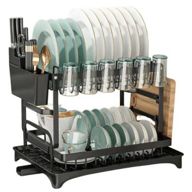 Imagem de Escorredor Louça Pratos Organizador Cozinha 2 Andares Luxo - Tatudeboa