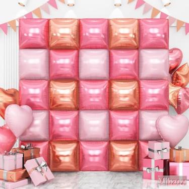 Imagem de Balões quadrados de parede dupla face ouro rosa rosa, pastel rosa claro balão túnel arco kit para meninas boho aniversário decoração de casamento suprimentos de chá de bebê nupcial