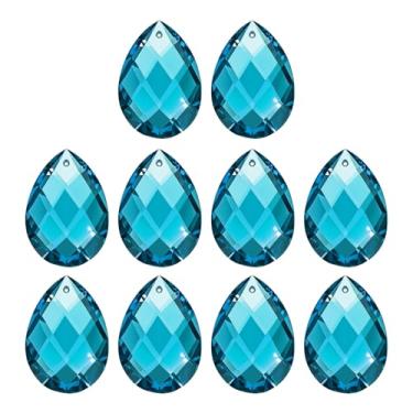 Imagem de PATIKIL Pingentes de cristal K9, contas de gota, pacote com 10 peças de prismas de lustre de 38 mm, contas de grade penduradas, lâmpada faça você mesmo para decoração de artesanato, azul
