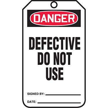 Imagem de Accuform Etiqueta de segurança MDT175CTP PF-Cardstock, legenda "DANGER DEFECTIVE Do Not Use", 14,6 cm de comprimento x 8,3 cm de largura x 0 cm de espessura, vermelho/preto sobre branco (pacote com 25