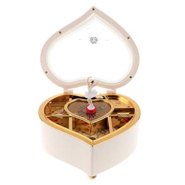 Imagem de IEUDNS Caixa Musical com Dançarina em Movimento - 5,91 X 5,12 X 2,56 Polegadas, Branco, Tamanho real