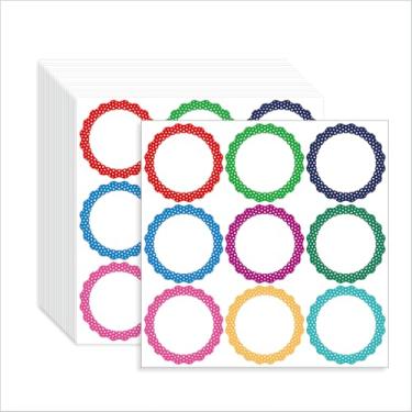 Imagem de 180 etiquetas coloridas de etiquetas de nome, 15 designs em branco grandes crachás adesivos para festa escolar em casa temática família 7,6 x 5 cm