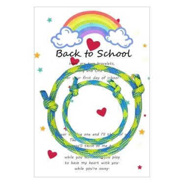 Imagem de MAQVQLU Pulseira Back to School Mommy and Me First Day of School Presente de Primeiro Dia de Escola, Large, Liga metálica, Sem Pedra Preciosa
