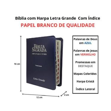 Imagem de Bíblia sagrada com letra grande  arc  harpa e corinhos  média  índice 