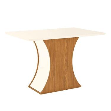 Imagem de Mesa De Jantar Selena 120 Cm Tampo Reto Nature Off White – Henn