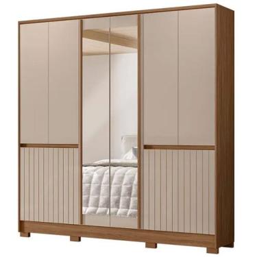 Imagem de Guarda Roupa Casal Alasca 10 Portas Bater Espelho 4 Gavetas Moval, Ced