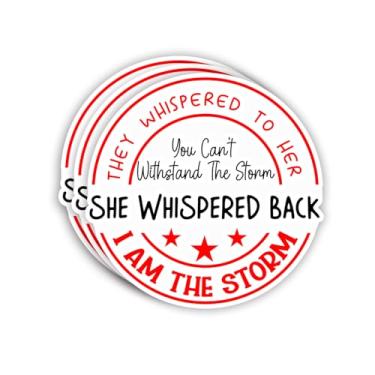 Imagem de (3 peças) Adesivo She Whispered Back I Am The Storm, frases engraçadas, citações motivacionais, mensagem inspiradora, decalque de vinil para Tumbler, laptop, Kindle, garrafas de água, livros, telefone