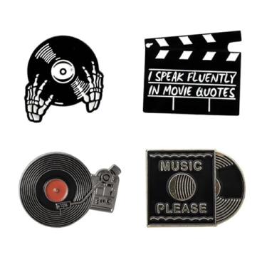 Imagem de Conjunto de broche de brinco de fita magnética para mulheres homens vintage tipo caixa magnética brincos de fita magnética broche de fita de rádio acrílico Halloween RPG brilhante festa festival de