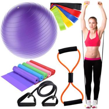 Imagem de Kit Bola Pilates Elástico De Treino Mini Band Faixa Elástica - Prime B