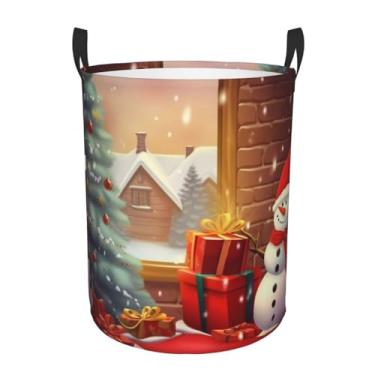 Imagem de Cesto de lavanderia Feliz Natal, dobrável, impermeável, cesto de armazenamento de roupas com alças, pano Oxford, organizador de brinquedos, cesta para banheiro, lavanderia, quarto, pequeno