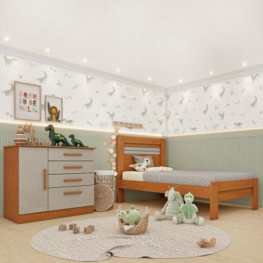 Imagem de Conjunto Infantil com Cama 100% MDF e Cômoda Harmonia Espresso Móveis Cinamomo / Off White