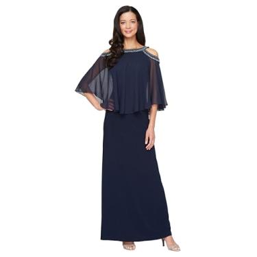 Imagem de Alex Evenings Vestido feminino com ombro vazado, Azul marino, 40