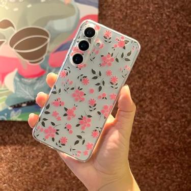 Imagem de DYFYFKDI Capa para Samsung Galaxy S24 Plus, flores florais fofas, estéticas, estampa floral transparente para mulheres e meninas, capa transparente fina e macia à prova de choque para S24 Plus, ramo