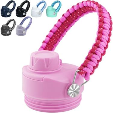 Imagem de Tampa mais forte para tampa YETI Rambler - 12 18 26 36 1,814 g, tampa de tampa de bico de alça de paracord feita à mão para YETI Rambler Top, junta destacável e alça - rosa