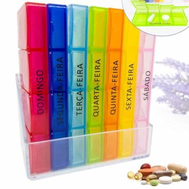 Imagem de Mini Porta Cápsulas Vitamina Caixa Compacto Mesa Semanal Organizador E