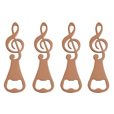 Imagem de Abridor de cerveja musical de 4 peças, abridor de garrafa de guitarra, abridor de garrafa de notas, abridor de tampa de garrafa, presentes legais para amantes de música e bebedores