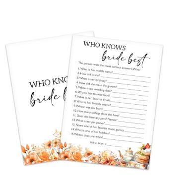 Imagem de Jogos de chá de panela, cartões de jogo de chá de casamento de outono, suprimentos de decoração de festa nupcial floral de outono, jogos de despedida de solteira de noivado para 25 convidados, jogo de