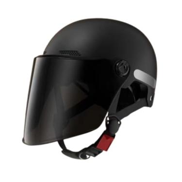 Imagem de Generic Capacete de motocicleta aberto, leve, acessório para homens e mulheres, estilo retrô, capacete de meia face para motocross, ciclomotores, Preto