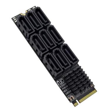 Imagem de CY NGFF NVME M-Key PCI Express M.2 para 9 portas SATA 3.0 6Gbps adaptador conversor cartão de extensão de disco rígido 2280 para computador NAS