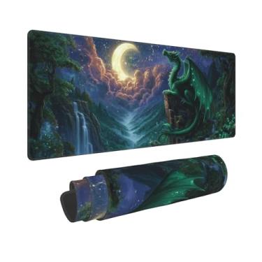 Imagem de Mouse pad Dragon Moon estendido grande para jogos XL bordas costuradas para gamer home office 80 x 29 cm