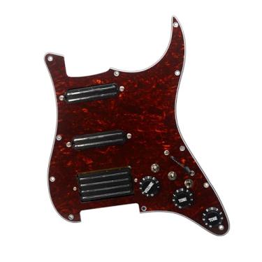 Imagem de MAXCHEER Pickguard para guitarra elétrica SSH-Coil Splitting Dois Mini Humbucker + um captador de 4 bobinas de alta saída - (9K/9K/18K) Placa de risco pré-cabeada carregada (concha de tartaruga