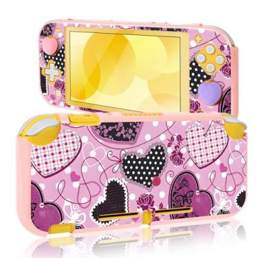 Imagem de DLseego Capa protetora para Switch Lite Console 2019, Lovely Love, antiderrapante, com absorção de choque, capa rígida de policarbonato com 2 peças de tampas de aperto de polegar para controles Joycon
