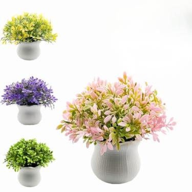 Imagem de Kit 4 Arranjos Plantas Artificiais com Vasinhos Decorativos Decoração P Ambientes