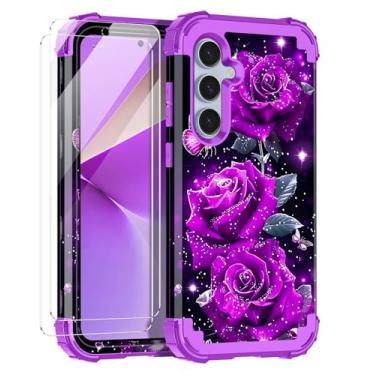 Imagem de Miqala Capa para Galaxy S24 FE 5G, que brilha no escuro, três camadas, resistente, à prova de choque, amortecedor de plástico rígido + capa protetora de silicone macio para Samsung Galaxy S24 FE 5G