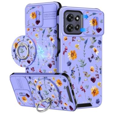 Imagem de Buleens Capa para Moto G Power 2025 - Capa para Motorola Moto G Play 2025 linda projetada com suporte de anel e capa de câmera feminina estética feminina floral flor Kawaii capa de telefone compatível