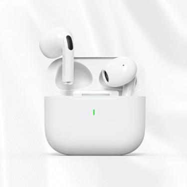 Imagem de Fone De Ouvido Sem Fio Bluetooth 5.3 Compatível iPhone Android Com Microfone e Redução de Ruído Wireless Academia Corrida Musicas Graves Potentes Controle Touch,À Prova D'água HiFi Branco