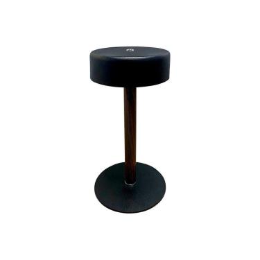 Imagem de Luminária Abajur De Mesa Preto Com Madeira Led Touch Com Usb