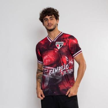 Imagem de Camiseta Esportiva Oficial São Paulo Campeão - Surf Center, Preto verm