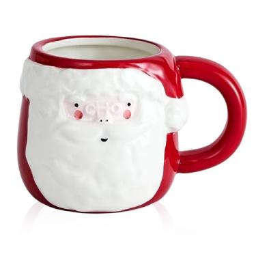 Imagem de Swuut Canecas de Natal de Papai Noel - Caneca de café fofa, presente de Natal para mulheres, homens, crianças, novidade de férias, canecas de cerâmica de 340 g para o Natal