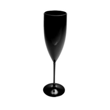 Imagem de 6 Taças Champanhe Acrílico Sólido Preto160ml - M&Ca Plásticos, Sólido 