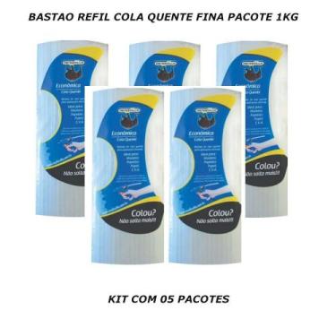 Imagem de Bastao refil cola quente fina pacote 1kg 5 un - rendicolla