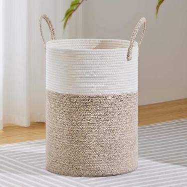 Imagem de Cesto de roupa suja VIPOSCO Large Woven Rope 72L branco e marrom