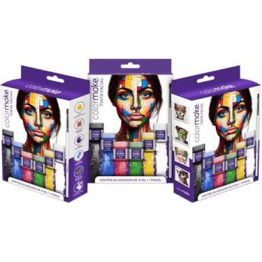 Imagem de Colormake Tinta Líquida Pote 15Ml + Pincel Cartela 6 Cores