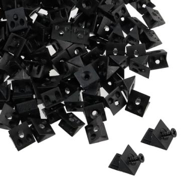 Imagem de Oedema 150 peças de suportes de suporte de gaveta inferior de gaveta reparo de flacidez conserta cunhas de conserto gaveta de 90 graus de plástico ângulo código fixador, preto