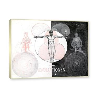 Imagem de Moldura de champanhe. Pôster Hilma Af Klint, (Evolução, nº 01), reproduções de pinturas famosas, imagem de arte abstrata para sala de estar quarto decoração de casa. 70 x 90 cm - 27,6 x 35,4 pol