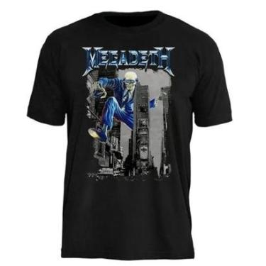 Imagem de Camiseta de Banda Megadeth Stamp em Algodão Manga Curta Gola Redonda-Unissex