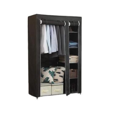 Imagem de Guarda Roupa Portatil Duplo Cabideiro Arara 4 Prateleiras Sapateira Organizador Desmontavel Viagem